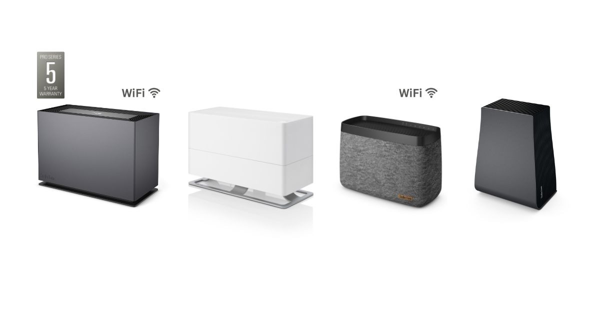 Овлажнители Noah Pro Titanium, Oskar big white, Karl Wifi big и Air washer George titanium от Stadler Form